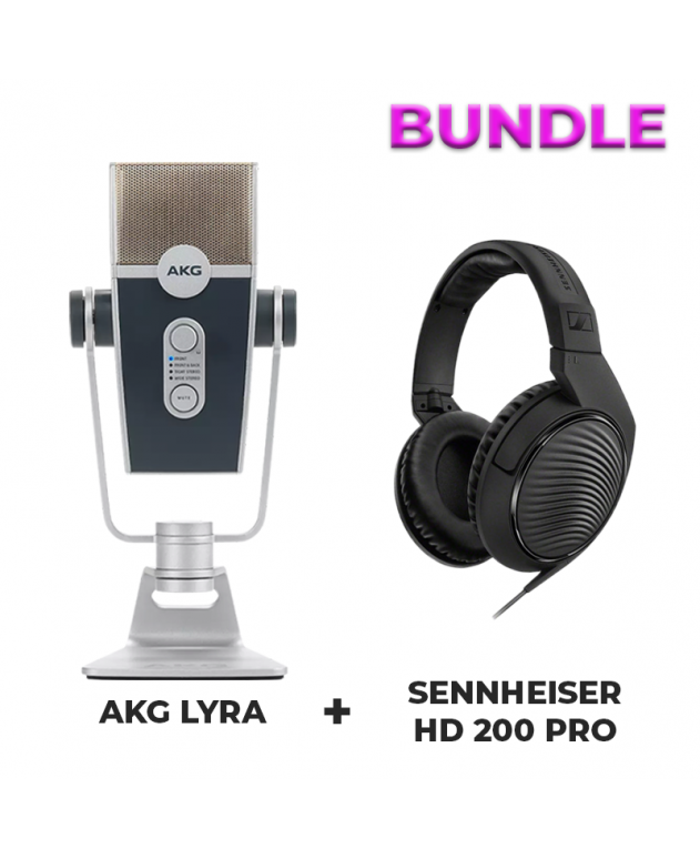 AKG LYRA USB Microphone + Sennheiser HD200 PRO Headphone (Bundle Set)