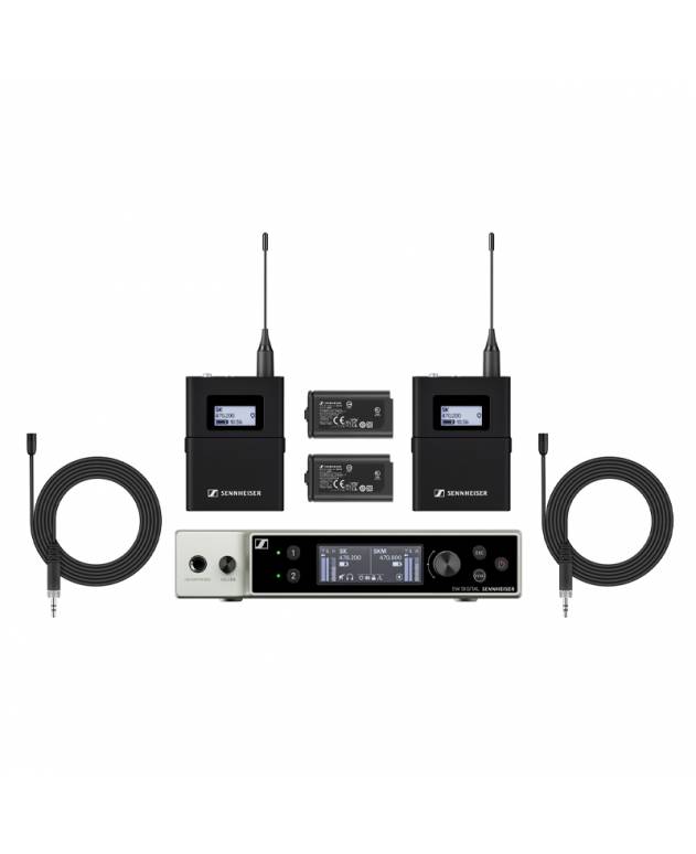 Sennheiser EW-DX MKE2 SET Dual-Channel Digital Wireless System with 2 MKE2 Lavalier Microphones